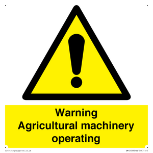 Warning Agricultural machinery operating